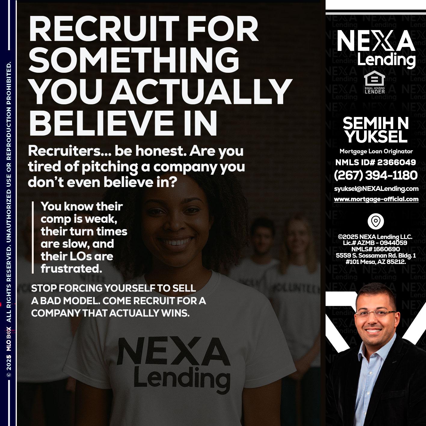 RECRUITING - Semih N Yuksel -Loan Officer