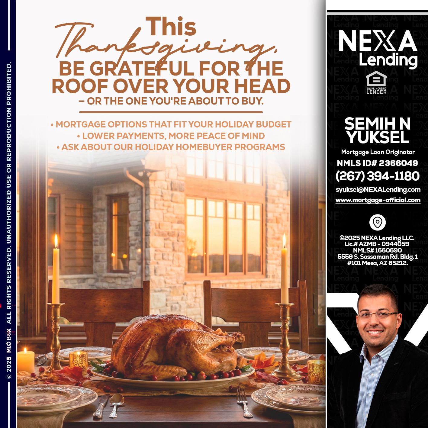 THIS THANKSGIVING - Semih N Yuksel -Loan Officer