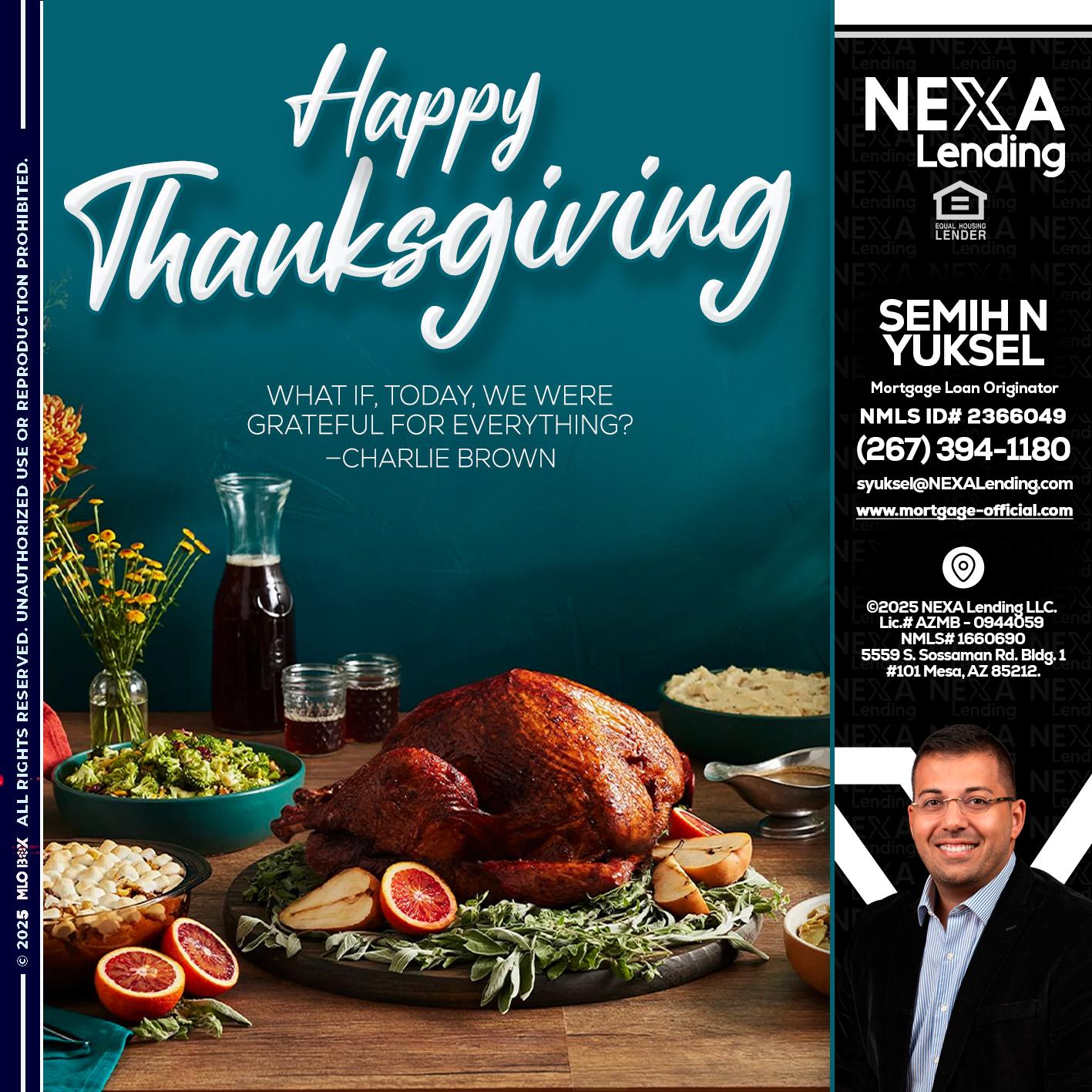 happy Thanksgiving - Semih N Yuksel -Loan Officer