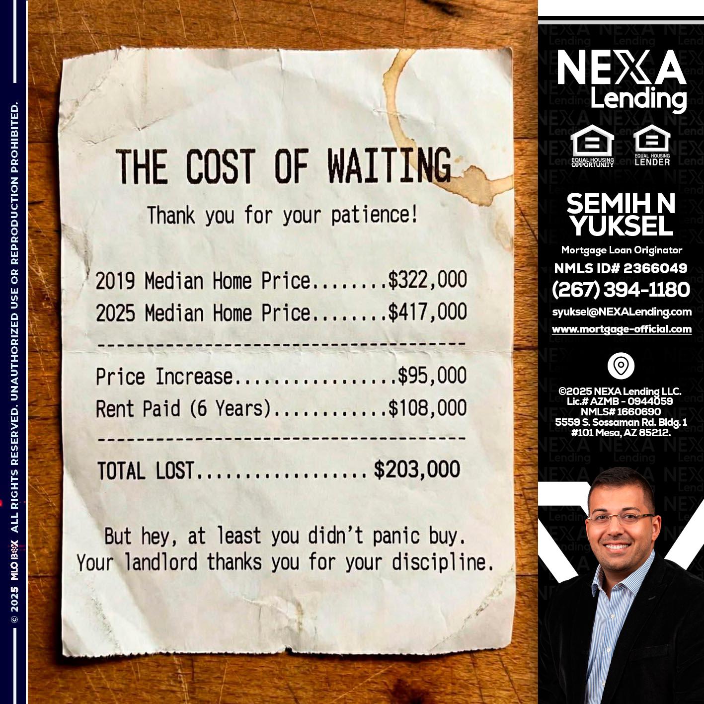 THE COST OF WAITING - Semih N Yuksel -Loan Officer