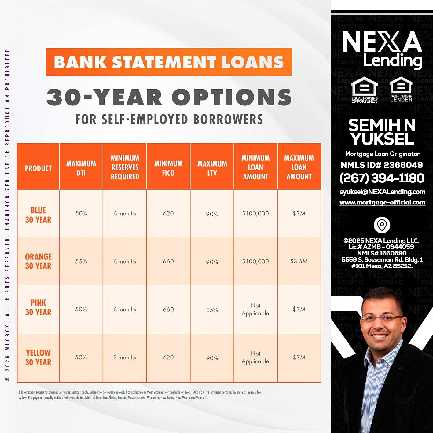 30 YEARS OPTIONS - Semih N Yuksel -Loan Officer