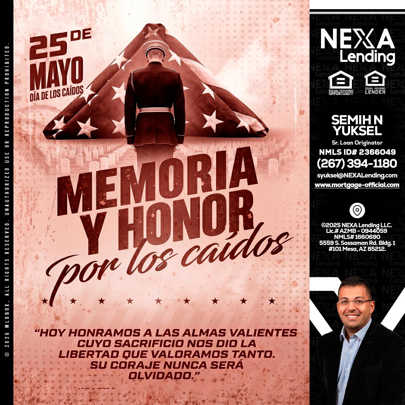 MEMORIA Y HONOR - Semih N Yuksel -Loan Officer