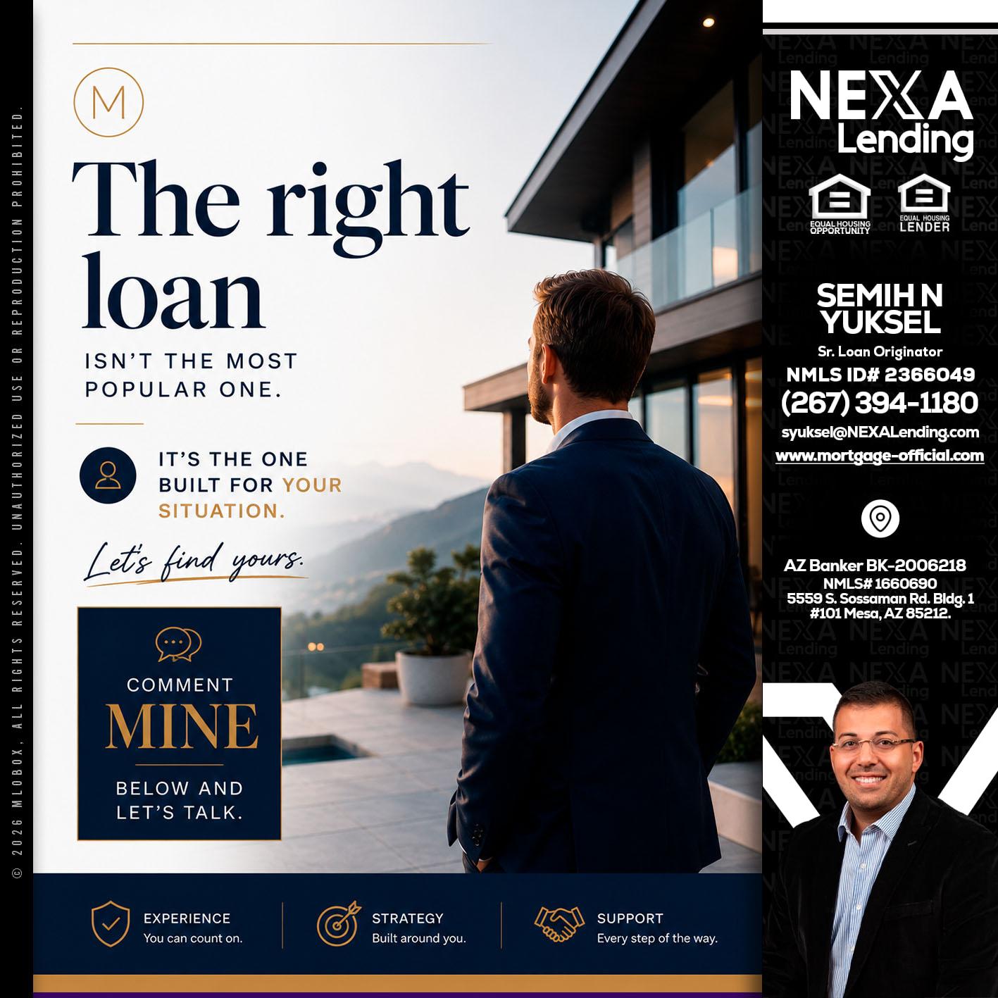 THE RIGHT LOAN - Semih N Yuksel -Loan Officer